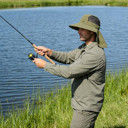UV Sun Protection Hat Women Foldable Neck Flap Wide Brim Fishing Hat with Ponytail Hole for Women - color: 002 Army Green