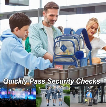 Heavy Duty Clear Backpack for Girls Boys Transparent School Bookbag Kids Durable PVC See Through Backpack-Royal Blue - color: Royal Blue