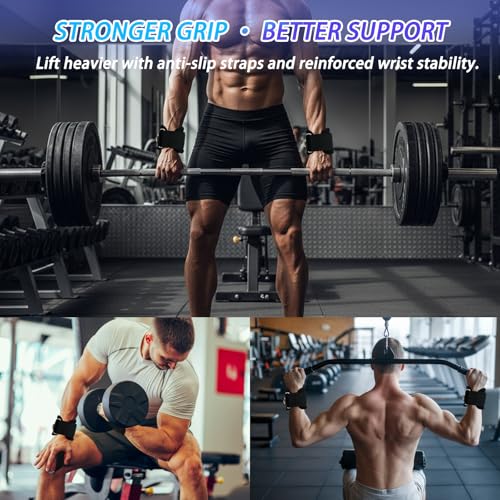 Non-Slip Lifting Straps Wrist cuffs for Weightlifting, Double D-Ring for Deadlifts, Pull-Ups, Cable Machine Training