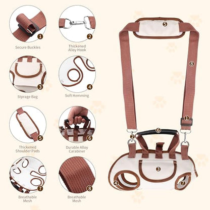 YAODHAOD Hands Free Dog Backpack Carrier for Small Dogs, Breathable Pet Carrier with Adjustable Straps,Portable Shoulder Carrier Sling Backpack for Hiking, Camping, Walking, Cycling (Brown, M) - color: Brown