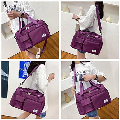 Small Gym Bag for Women, Travel Duffle Bag Carry On Weekender Bag with Shoe Compartment - color: 10#Purplish red, style: Gym Bag&toiletry Bag