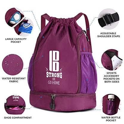 brooman Youth Soccer Bags Boys Girls Backpack for Soccer Basketball Volleyball & Football with Ball Compartment - color: Purple