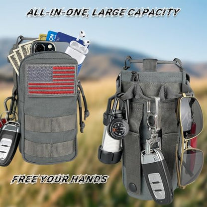 Water Bottle Holder with Strap - Tactical Insulated Water Bottle Sleeve with MOLLE System Water Bottle Cover Cross-Body Pouch for Walking Hiking Camping Gym 32oz&40oz - color: Gray
