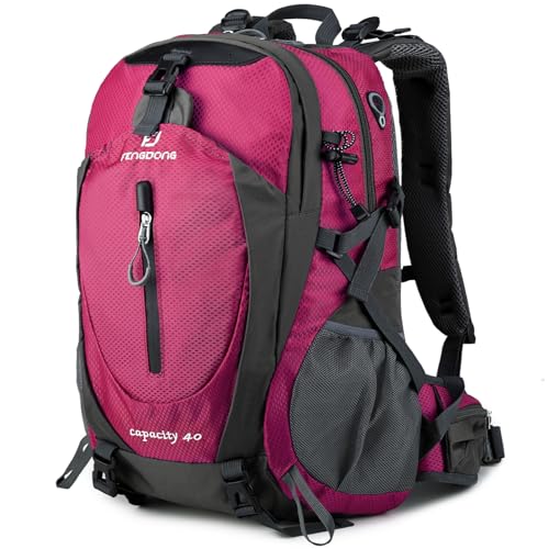 FENGDONG 40L Waterproof Lightweight Hiking,Camping,Travel Backpack for Men Women Red - color: A7- Red