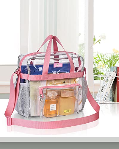 MAY TREE Clear Vinyl Tote Bag, Pink, 12 x 6 x 12 in - color: Pink