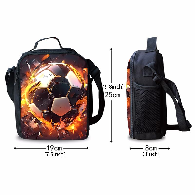 3PCS Soccer Backpack Set, 16" Lightweight Football Daypack, Soccer Ball Print Casual Laptop Backpack for Travel Camping Work (style-6) - color: Style-6