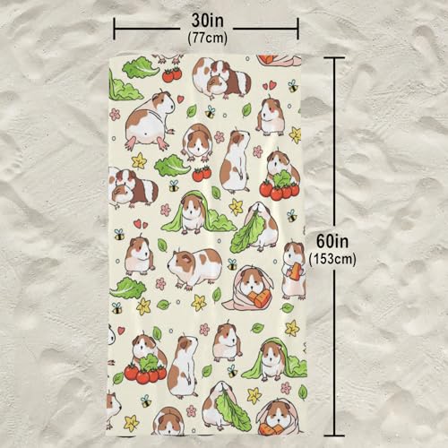 Cute Guinea Pig Beach Towel, Quick Dry Sand Free Absorbent Bath Towel for Guinea Pig Lover Gift, Microfiber Lightweight Towel Pool Travel Camping Gym Swim 30x60 Inch/ 77X153cm - color: Guinea Pig