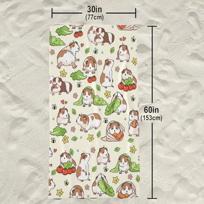 Cute Guinea Pig Beach Towel, Quick Dry Sand Free Absorbent Bath Towel for Guinea Pig Lover Gift, Microfiber Lightweight Towel Pool Travel Camping Gym Swim 30x60 Inch/ 77X153cm - color: Guinea Pig