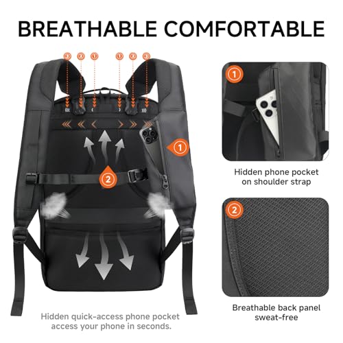 SWICKY Travel Backpack for Men, 40L Carry on Luggage Laptop Backpack Bag Airline Approved, Water-Resistant Business Commuter Backpack Fits 17.3 Inch Laptop - color: Black(82508-fits 17.3 Inch Laptop)