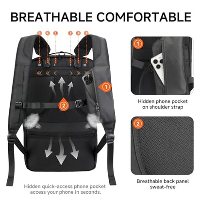 SWICKY Travel Backpack for Men, 40L Carry on Luggage Laptop Backpack Bag Airline Approved, Water-Resistant Business Commuter Backpack Fits 17.3 Inch Laptop - color: Black(82508-fits 17.3 Inch Laptop)