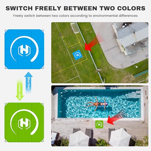 STARTRC PHOTO Drone Landing Pad Foldable 2x3 Fast-Fold, (22in/55cm) Double-Sided Waterproof Launch Pad, Weighted Helipad for DJI Mini 4 Pro/Mini 4k/AIR 3S/Neo/Mini 3/Mini 2 se/Avata 2/Flip Drone Accessories (Blue-Green) - size: 22in/55cm