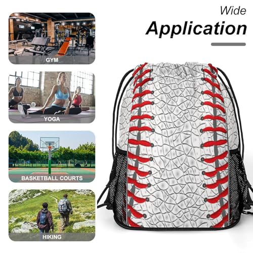 Baseball Drawstring Backpack Gym Bag With Shoe Compartment String Bag Sport Beach Swimming Sackpack For Women Men - color: Baseball