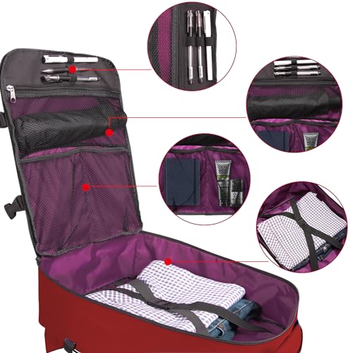 Lightweight Under-seat Backpack for Clothes Travel Overnight Women Men, 15.6 Laptop Minimalist Backpack, Stylish and Casual, Red - color: Red
