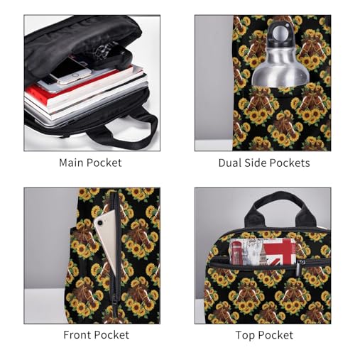 Compact Urban Commute Backpack Sunflower Horse Black, Slim Fit Laptop Daypack for Office Business Casual Daily Wear Men Women - color: Picture (43)