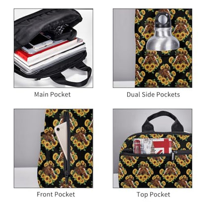 Compact Urban Commute Backpack Sunflower Horse Black, Slim Fit Laptop Daypack for Office Business Casual Daily Wear Men Women - color: Picture (43)