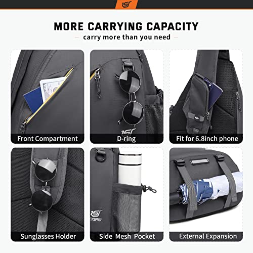 SKYSPER Sling Laptop Bag (Up to 13 Inch) - 18L Crossbody Sling Backpack Travel Shoulder Bag Hiking Daypack for Men Women(Darkgrey) - color: Grey
