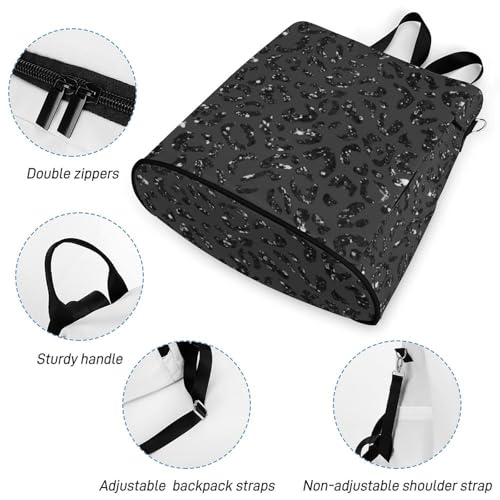 Anti-Theft Daypacks Bling Leopard Print Black Backpack Purse for Women Fashion Bag Travel Pack Basic Casual Bags - color: Bling Leopard Print Black, size: No Custom