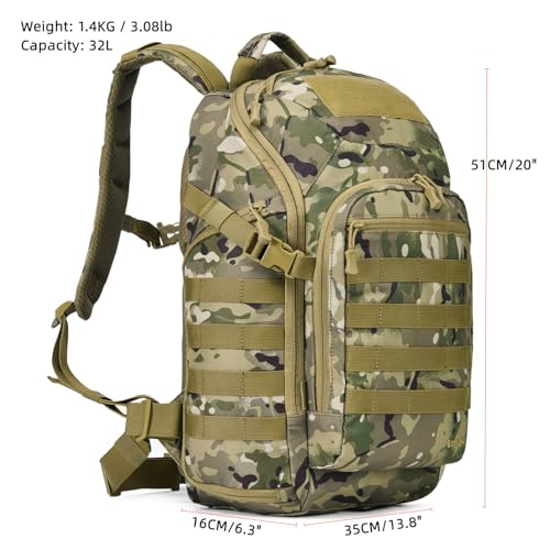 AMHEH 32L 1050D Urban Tactical Laptop Backpack, 17 Inch Computer, Camo | Suspended Tech Compartment, MOLLE Daypack, Everyday Carry, Commuting, Airplane Travel Approved, Get Home Bag - color: Camo
