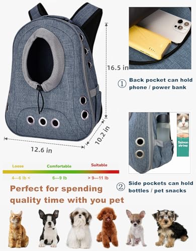 Small Dog Cat Chest Backpack Carrier,Large Space Ventilated Front Facing Backpack Carrier for Puppy,Lightweight Doggy Backpack for Hiking,Camping,Travel,Outdoor,Max 12 lbs(Denim Blue) - color: Denim Blue
