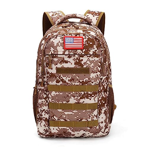 outdoor plus Camo Backpack,Military Boys Backpacks for School,40L Army Bookbag with USB Charging Port Waterproof - color: Desert Camo40l, size: 40L