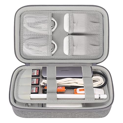 Elonbo Hard Travel Cords Organizer Universal Small Electronic Accessories Carrying Case for Chargers Cables MacBook Adapter Magic Mouse Apple Pencil USB Flash Disk Tech Portable Storage Bag, Grey - color: Grey