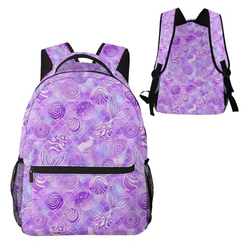 Commuter Laptop Backpack Purple Mermaid Scales, Lightweight Water Resistant Daypack with Inner Pocket for Work, Office - color: Pattern (267)
