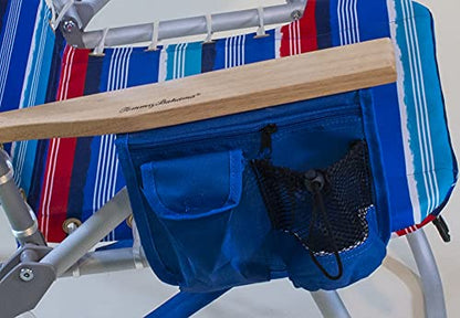 Tommy Bahama Hi-Boy 17" Seat Height 4-Position Lace-Up Suspension Folding Beach Backpack Chair - color: Red and Blue Stripe, style: 1-Pack
