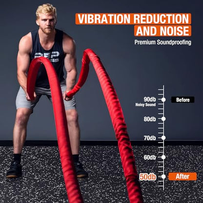 FAHKNS Gym Mat, 0.56'' Thick Exercise Equipment Mats,12 Pcs 48 Sq Ft Rubber Top Floor Tiles, EVA Foam Exercise Mat Tiles - Durable, Non-Slip, Interlocking Mat, Gym Flooring for Home Gym - size: 0.56 Inches