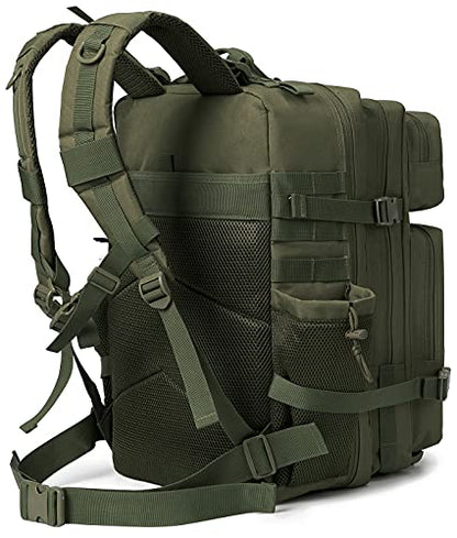 QT&QY 25L/45L Military Tactical Backpack For Men Molle Daypack 3 Day Bug Out Bag Hiking Rucksack With Bottle Holder - color: 45l 1.0 Green