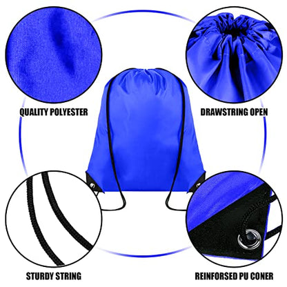 Grneric Drawstring Backpack Bulk 100Pcs Cinch Bag, Polyester Drawstring Bags for Gym Beach Sports Short Trip Party (Navy Blue) - color: Navy Blue