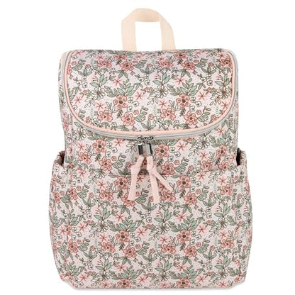 Multi-Function Floral Diaper Backpack and Travel Nappy Baby Bag with Changing Pad and Stroller Straps (Freshly Floral) - color: Freshly Floral