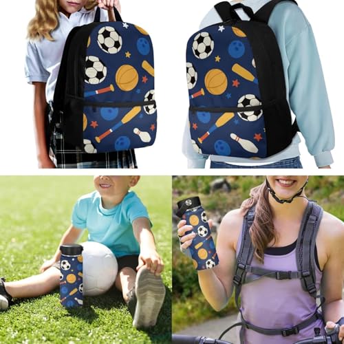 ZOUTAIRONG Bookbag for School Insulated Thermos for Hot & Cold Drinks, Baseball Bat Soccer Design Lightweight Cute Backpack with Side Pockets for Small Water Bottle - color: Baseball Bat Soccer