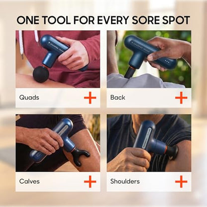 Sharper Image Powerboost Move Aero [New 2026 Version] Mini Deep Tissue Percussion Massage Gun| Muscle Recovery & Pain Relief Massage Tool| Full Body Back & Shoulder Massager| Travel Gift for Men Women - color: Metallic Navy