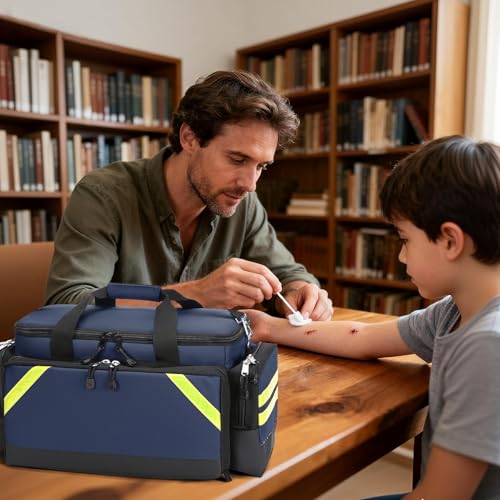 Empty First Aid Bag Medical Bag Home Health,Empty First Aid Storage with Detachable Divider Emergency Responder for Nursing Student,Therapist,Doctors - color: Blue