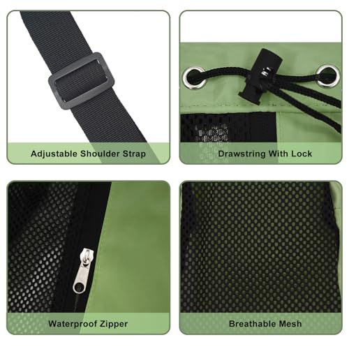 Mesh Beach Backpack with Wet Pocket Drawstring Pool Bag Waterproof Swimming Bag Gym Backpack for Men & Women - color: Green