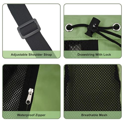 Mesh Beach Backpack with Wet Pocket Drawstring Pool Bag Waterproof Swimming Bag Gym Backpack for Men & Women - color: Green