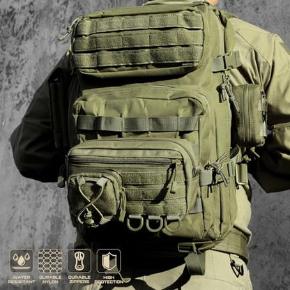 Molle Admin Pouch for Tactical Backpack, EDC Tool Pouch Organizer, Tactical Admin Pouch Molle, Belt Zipper Utility Waist Bag, Horizontal Phone Pouch with US Flag Patch - color: Army Green