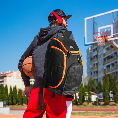 MIER Gym Backpack 40L Basketball Backpack with Ball Compartment & Shoes Storage Multi-Functional Sports Soccer Bag Large Equipment Back Pack Volleyball Backpacks for Men Women - color: Black