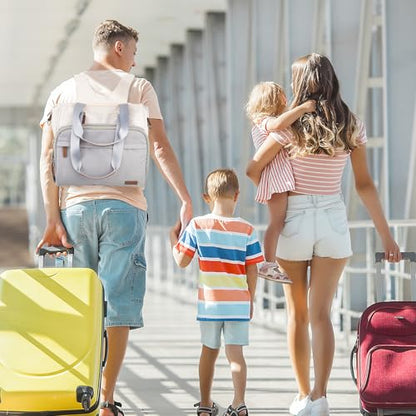 Diaper Bag Backpack Mommy Bag Large Capacity Diaper Backpack Travel Essential Baby Diaper Bag for Mom and Dad, Blue & Beige - color: Blue & Creamy-white