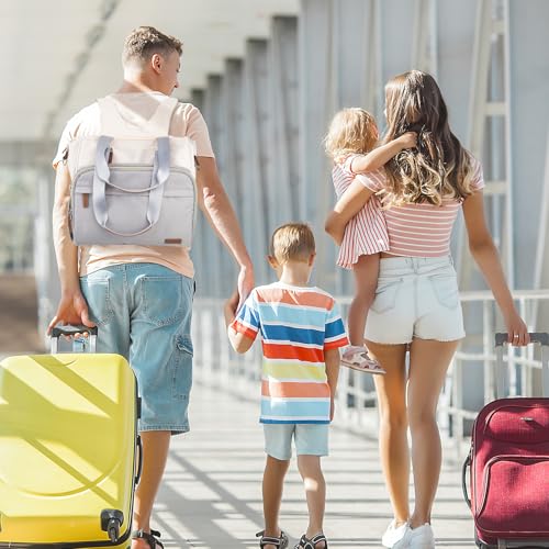Diaper Bag Backpack Mommy Bag Large Capacity Diaper Backpack Travel Essential Baby Diaper Bag for Mom and Dad, Blue & Beige - color: Blue & Creamy-white