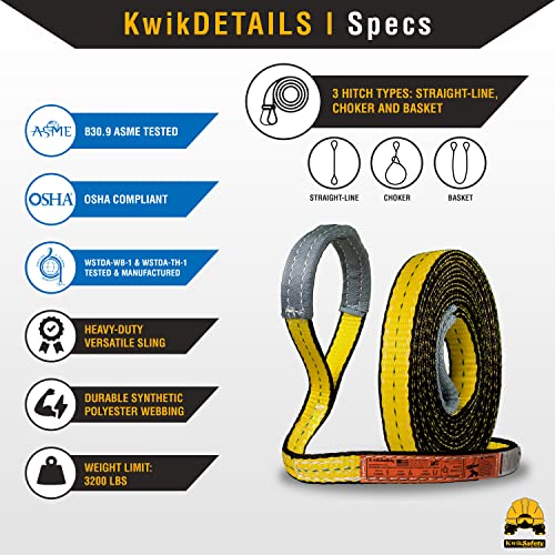 KwikSafety - Charlotte, NC - Mighty Sumo 1”x 12’ Poly Web Sling Lifting Strap Construction ASME OSHA / 3200lbs Vertical 2550lbs Choker 6400lbs Basket/Rigging Moving Towing Hoisting Gear - color: FLAT, size: 1"x12' | 3200 lbs