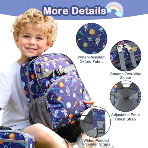 FlowFly Kids Backpack for Toddler Boys Girls, Simple Lightweight Bookbag for Daycare Kindergarten Elementary School Travel, Small Modern Bag (Medium 15'', Astronaut) - color: Astronaut, style: Kids Medium: 12l