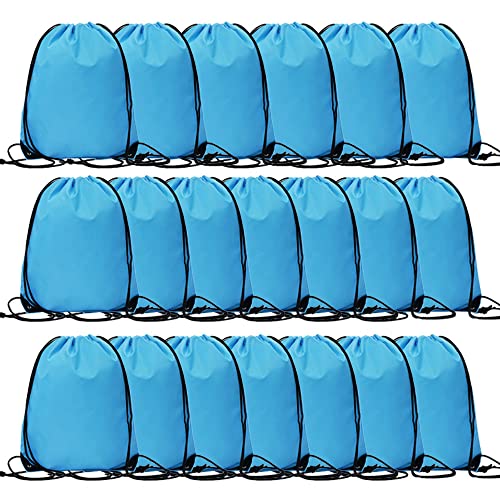 CODOBON 20 Pcs Drawstring Bags, Bulk Draw String Backpack, Cinch Polyester Bag for Gym Sport, Sky Blue - color: Sky Blue