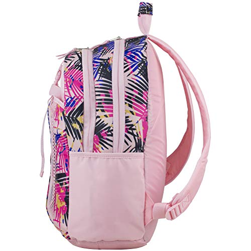 FUEL Lunch Backpack Set Teens Student Water Resistant Bookbag Bag Soft Reusable Insulated Cooler Lunch Box Thermal Travel Office Lunch Bag, Tropical Palm Trees - color: Rose Sand Pink/Tropical Palm Print