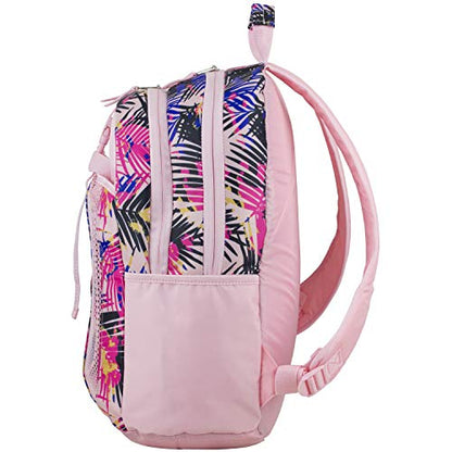FUEL Lunch Backpack Set Teens Student Water Resistant Bookbag Bag Soft Reusable Insulated Cooler Lunch Box Thermal Travel Office Lunch Bag, Tropical Palm Trees - color: Rose Sand Pink/Tropical Palm Print