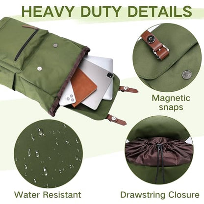 VASCHY Backpack for Men, Water Resistant High School Backpack Travel Carry-on Anti-theft Casual Daypack for Work Business Hiking Green - color: Green
