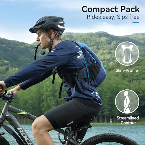 MARCHWAY Lightweight Hydration Backpack with Vest Style Straps & 2.5L TPU Water Bladder, Versatile Sleek Multi-Pocket Pack for Hiking, Cycling, Running, Backpacking, Travel - color: Blue