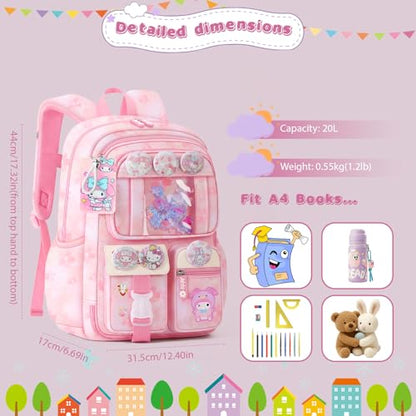 Cute Backpacks for Girls, Cute Backpack for School, Cute School Backpack for Kids Ages 6-12 - color: Pink