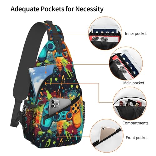 Sling Backpack Unisex Crossbody Chest Bag Shoulder Chest Bag For Women Men Hiking Travel - color: Game