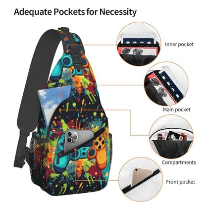 Sling Backpack Unisex Crossbody Chest Bag Shoulder Chest Bag For Women Men Hiking Travel - color: Game